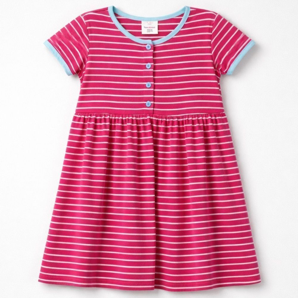 Hanna Andersson Pink and white short sleeve dress
